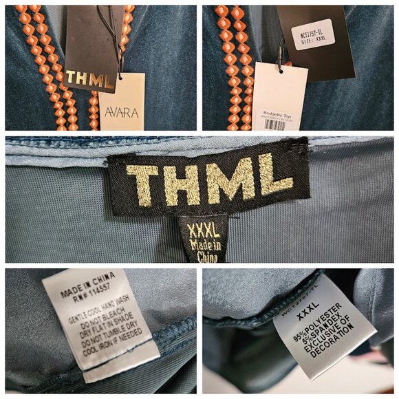 NWT THML Bridgette Top Velvet Embroidered Puff Sleeve XXXL - Picture 12 of 14